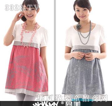 十月妈咪夏装韩版印花蚕丝孕妇裙原价498元